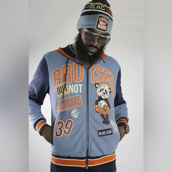 BLAC LEAF BRUISED NOT BROKEN ZIPPER HOODIE JACKET BLHNS-105 - Picture 7 of 8